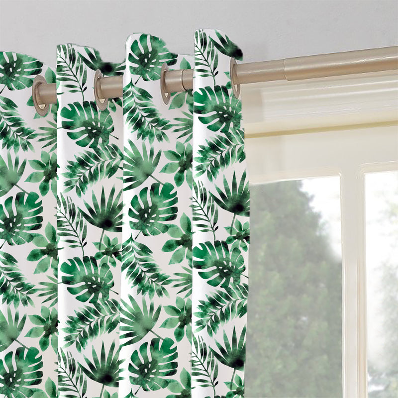 Oasis Home Collection Cotton Printed Eyelet Curtain – Dark Green - 5 feet, 7 feet, 9 feet