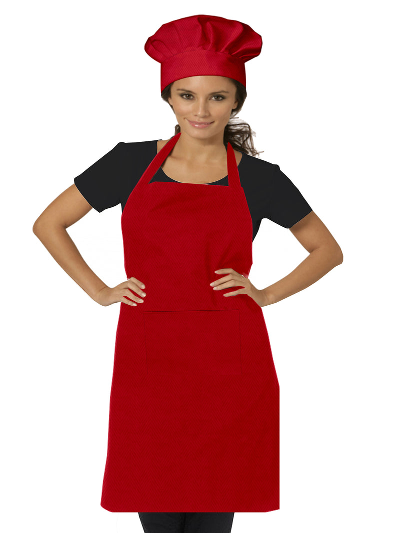 Oasis Home Collection Cotton Solid Adult Apron With Chef Cap  -  Tomato Red