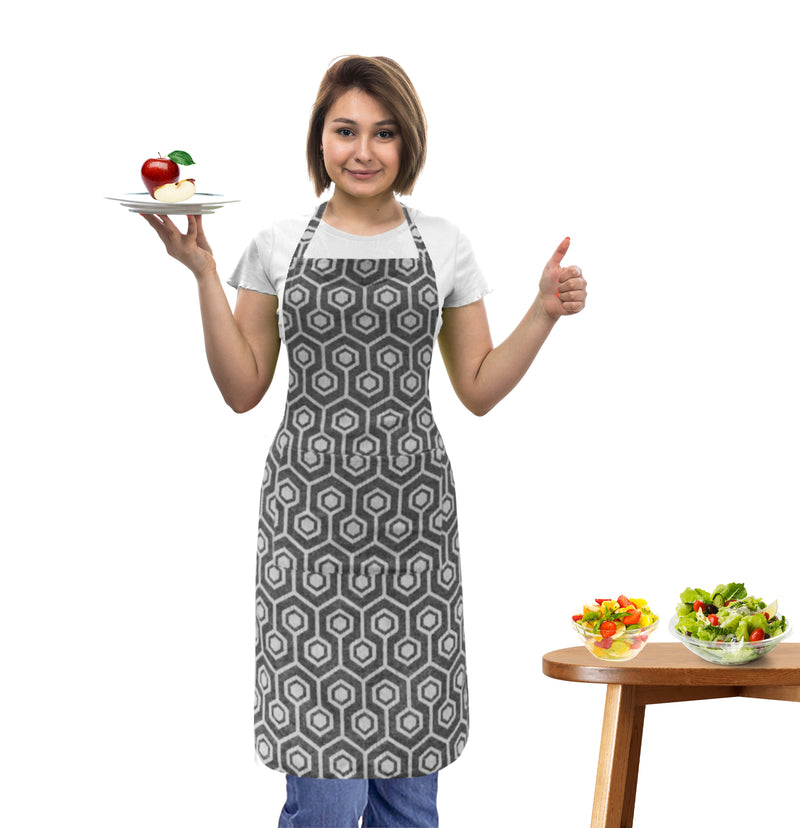 Oasis Home Collection Cotton Jacquard Apron - Red, Blue, Grey, Black - Geometric Pattern