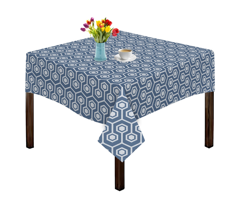 Oasis Home Collection Cotton Jacquard Table Cloth - Red, Grey, Blue, Black - Hexagon Printed Pattern
