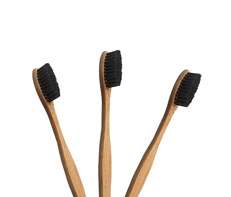 Oasis Hand Made Eco Friendly Bamboo Tooth Brush with Charcoal Extract For Kids, Adults & Uni Soft Toothbrush - 3 Toothbrushes