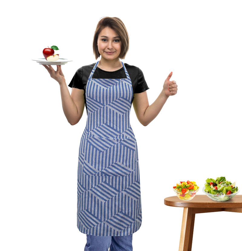 Oasis Home Collection Cotton Jacquard Apron Free Size - Red, Blue, Grey, Black - Striped Pattern