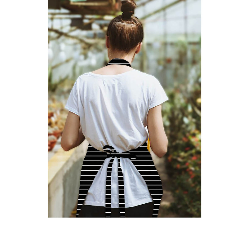 Oasis Home Collection Cotton Printed Apron Free Size - Black, Red - Striped Pattern