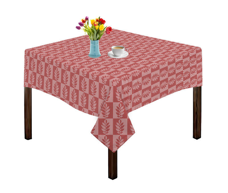 Oasis Home Collection Cotton Jacquard Table Cloth - Red, Grey, Blue, Black - Small Leaf Printed Pattern