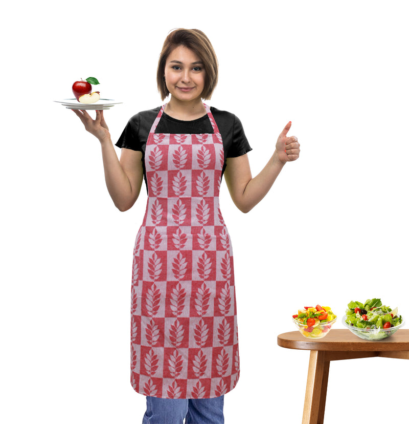 Oasis Home Collection Cotton Jacquard Apron - Red, Blue, Grey, Black - Floral Pattern