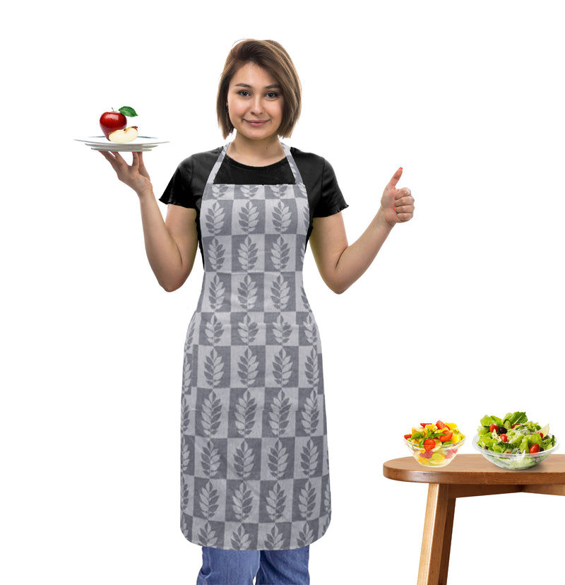 Oasis Home Collection Cotton Jacquard Apron - Red, Blue, Grey, Black - Floral Pattern