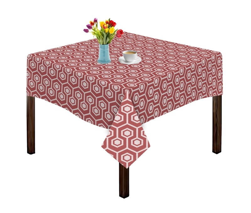 Oasis Home Collection Cotton Jacquard Table Cloth - Red, Grey, Blue, Black - Hexagon Printed Pattern