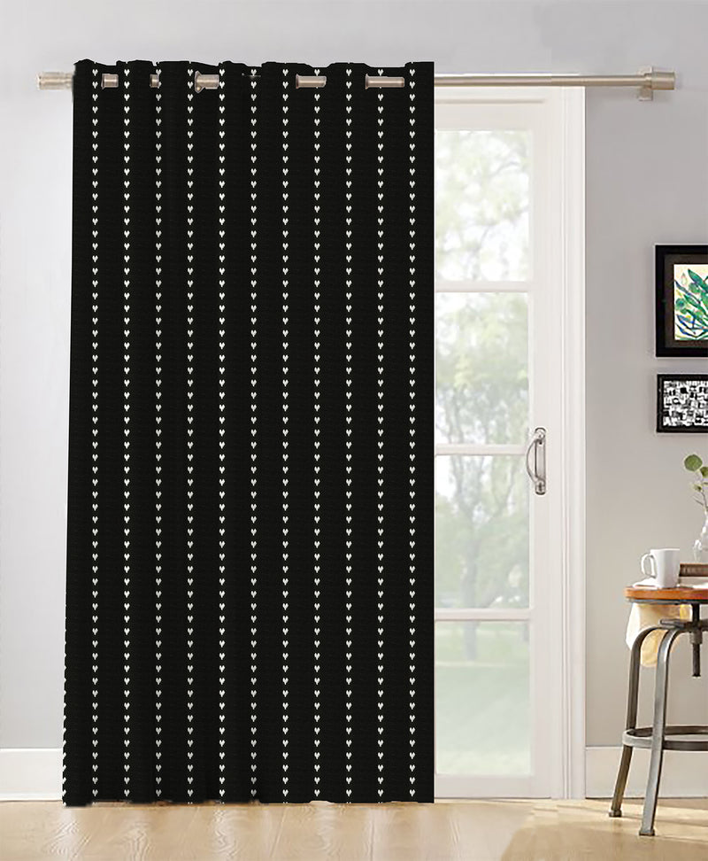 Oasis Home Collection Cotton Yarn Dyed Eyelet Curtain – Black Heart - 5 feet, 7 feet, 9 feet