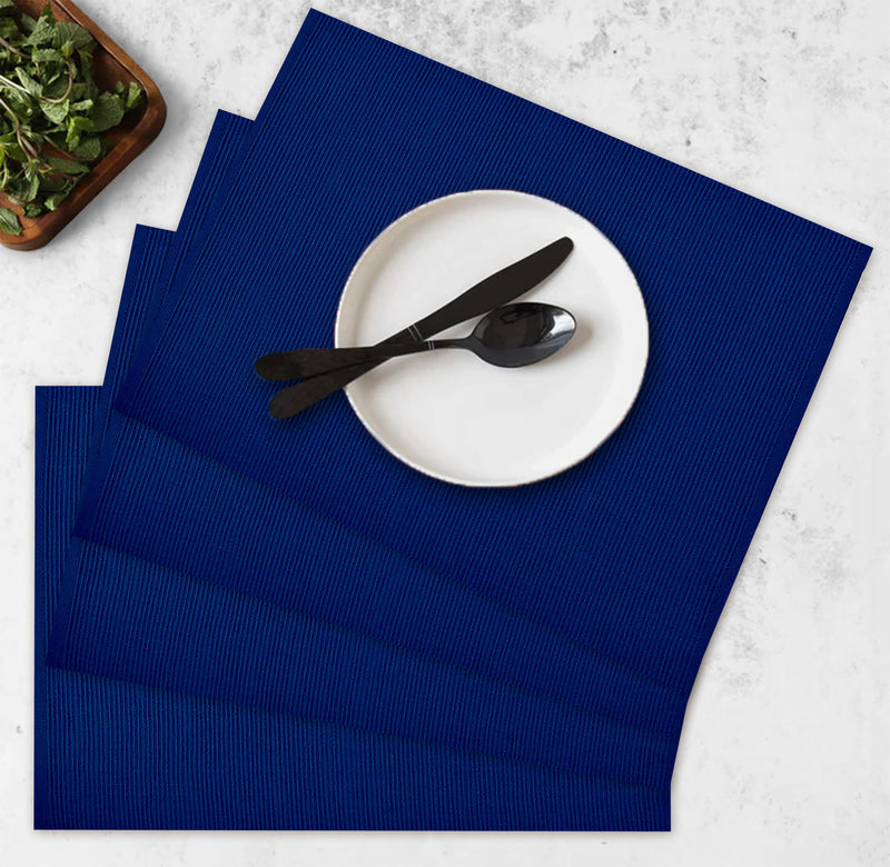 Oasis Home Collection Cotton Solid  Kitchen Placemat - 4 Piece Pack - Dark Blue