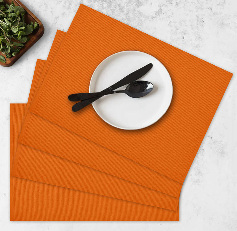 Oasis Home Collection Cotton Solid Kitchen Placemat - 4 Piece Pack - Orange