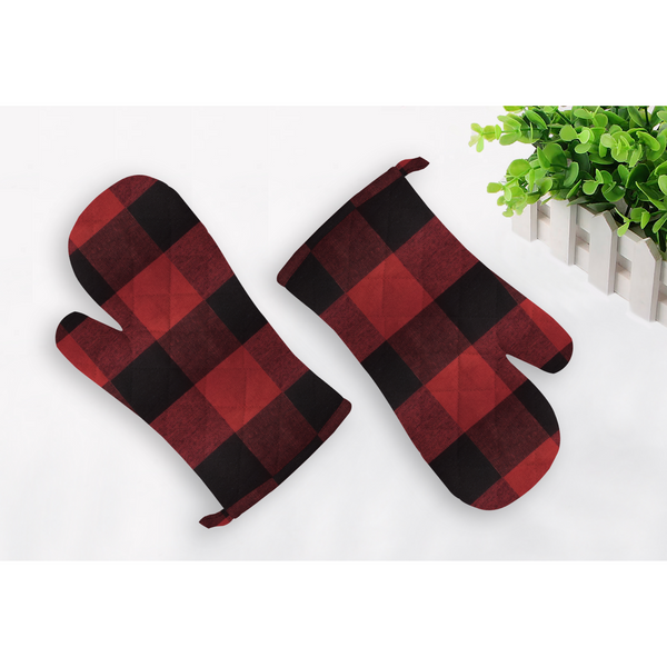 Oasis Home Collections Yarn Dyed Gloves - Red , White - 2 Glove