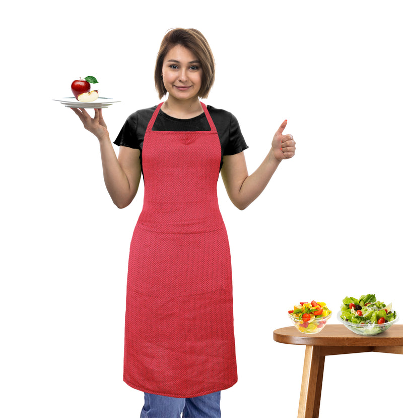 Oasis Home Collection Cotton Yarn Dyed  Apron Free Size  - Red & Black, Red, Black -  Checked Pattern