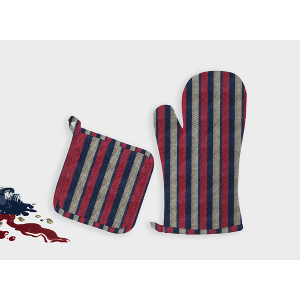 Oasis Home Collections Yarn Dyed Pot Holder And Gloves Set - Multi