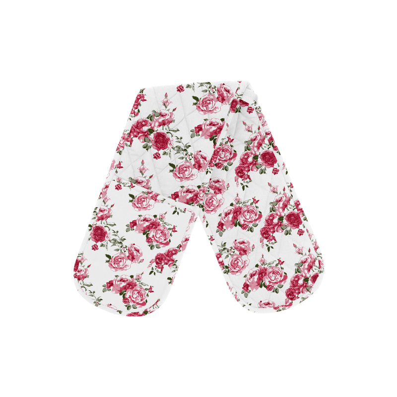 Oasis Home Collection Cotton Quilt Printed Oven Double Glove - White & Red