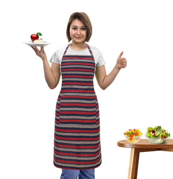 Oasis Home Collection Cotton Yarn Dyed  Apron Free Size  - Multicolor - Striped  Pattern