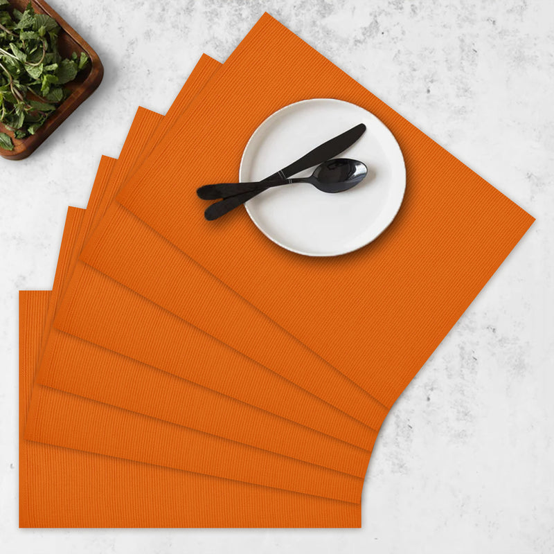 Oasis Home Collection Cotton Solid Kitchen Placemat - 6 Piece Pack - Orange