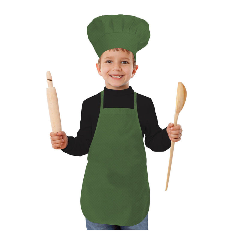 Oasis Home Collection Cotton Solid Kids Unisex apron Set - Dark Green