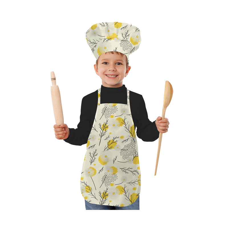 Oasis Home Collection Cotton Printed Kids Unisex apron Set -Yellow
