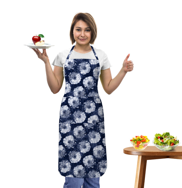 Oasis Home Collection Cotton Printed Apron Free Size - Blue- Geometric Pattern