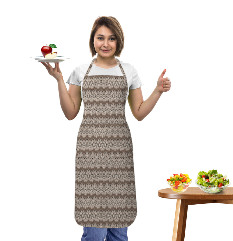 Oasis Home Collection Cotton Printed Apron Free Size - Red, Green, Orange - Geometric Pattern
