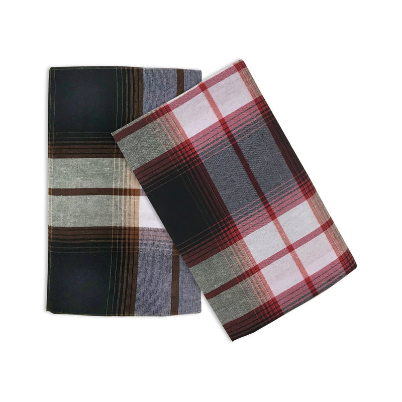 Oasis Home Collection Cotton Open Ended -Free size Ready To Wear Bahubali Checks Lungi - 2 Piece Pack