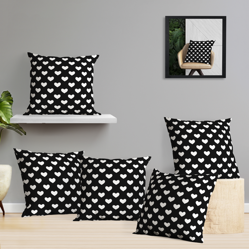 Oasis Home Collection Cotton Printed Cushion Cover - Black, Red, Pick, Grey - 5 Piece Pack