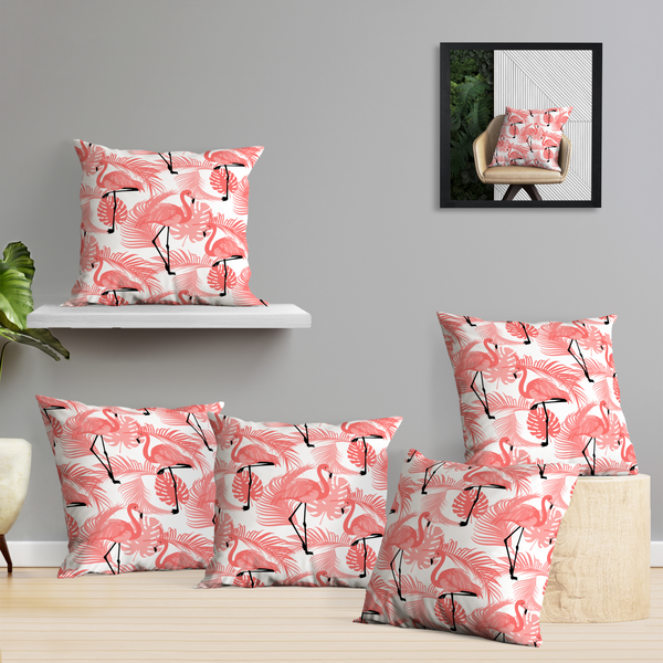 Oasis Home Collection Cotton Printed Cushion Cover - Peach - 5 Piece Pack