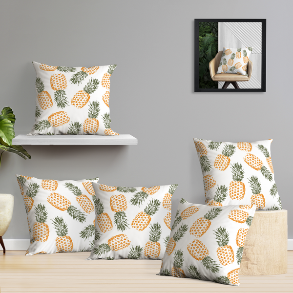 Oasis Home Collection Cotton Printed Cushion Cover - Orange - 5 Piece Pack