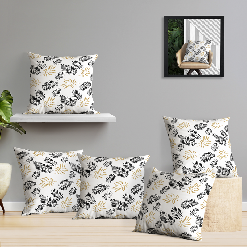 Oasis Home Collection Cotton Printed Cushion Cover - Black - 5 Piece Pack