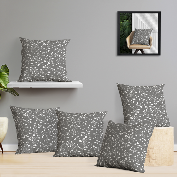 Oasis Home Collection Cotton Printed Cushion Cover - Grey - 5 Piece Pack