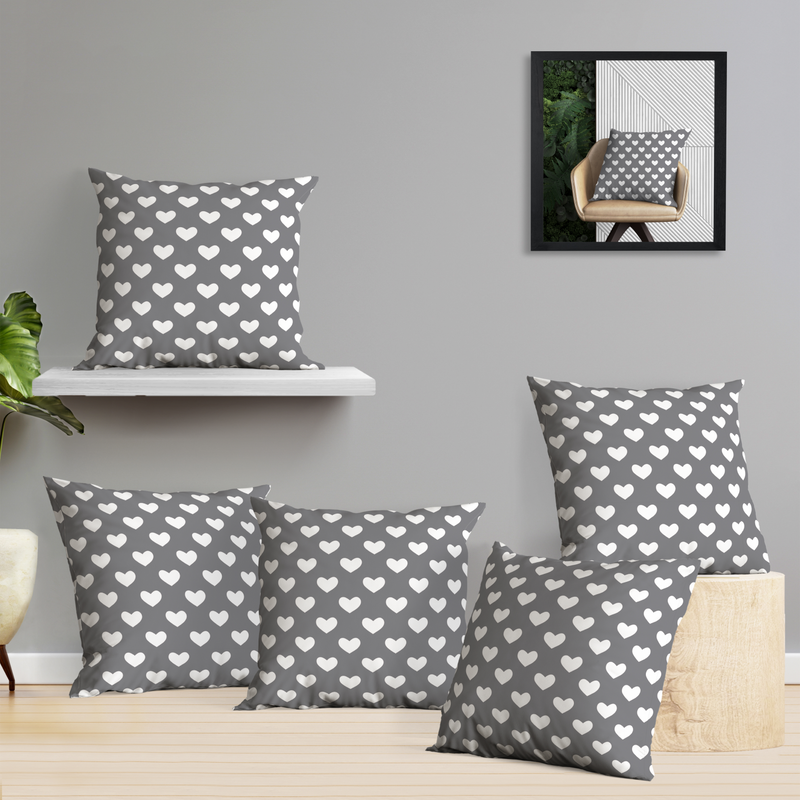 Oasis Home Collection Cotton Printed Cushion Cover - Black, Red, Pick, Grey - 5 Piece Pack