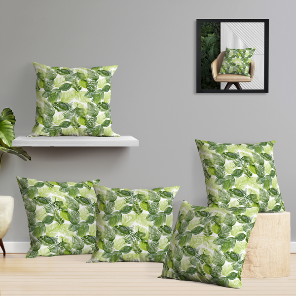 Oasis Home Collection Cotton Printed Cushion Cover - Green - 5 Piece Pack