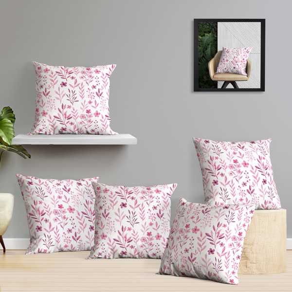 Oasis Home Collection Cotton Printed Cushion Cover - Lavender - 5 Piece Pack
