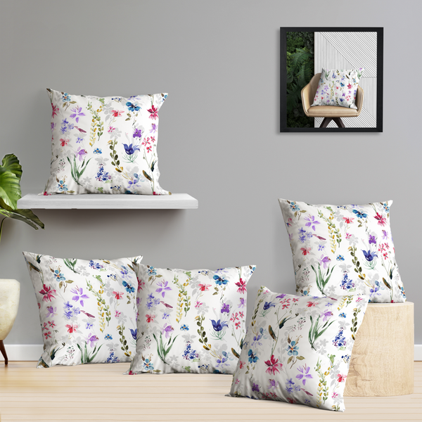 Oasis Home Collection Cotton Printed Cushion Cover - Multicolor - 5 Piece Pack