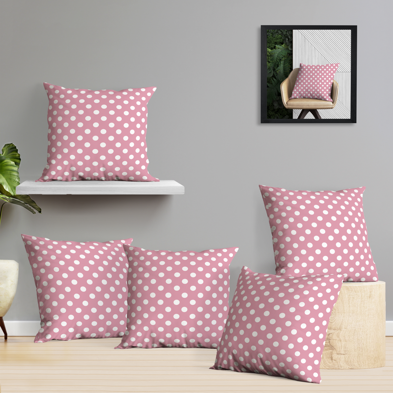 Oasis Home Collection Cotton Printed Cushion Cover - Black, Red, Pink  - 5 Piece Pack