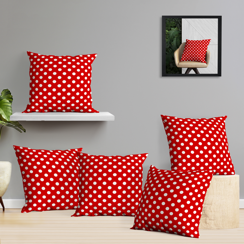 Oasis Home Collection Cotton Printed Cushion Cover - Black, Red, Pink  - 5 Piece Pack