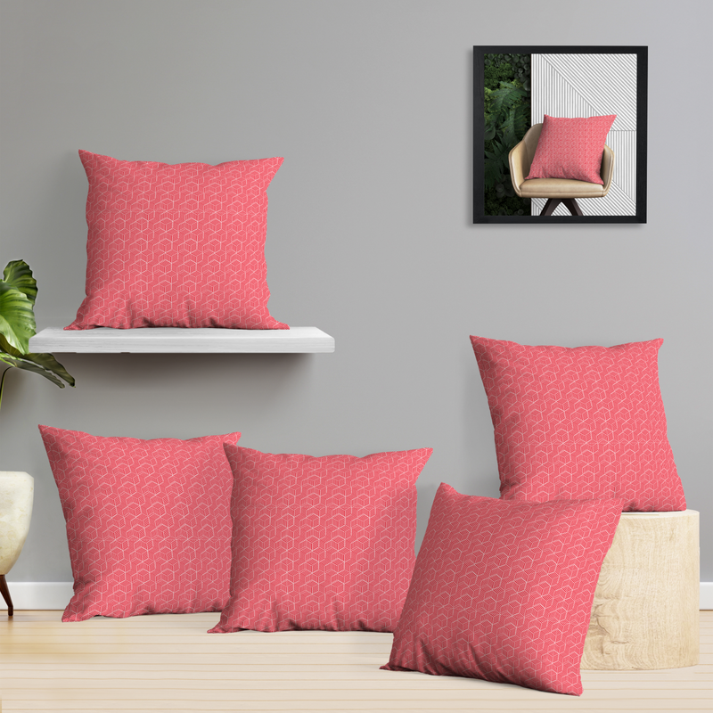 Oasis Home Collection Cotton Printed Cushion Cover - Black, Red - 5 Piece Pack