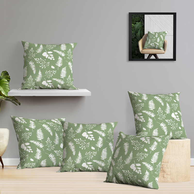 Oasis Home Collection Cotton Printed Cushion Cover - Green - 5 Piece Pack