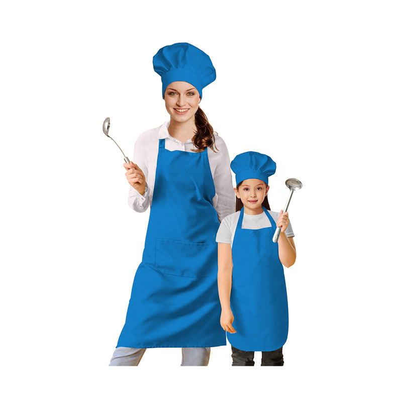 Oasis Cotton Solid Kids & Adult  Apron With Chef Cap  -  Black, Blue, Dark Blue, Maroon, Grey