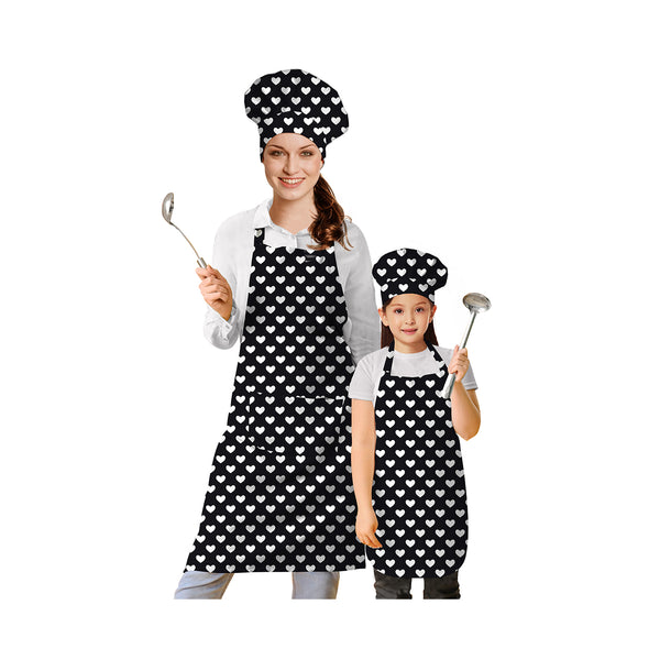 Oasis Home Collection Cotton Printed Kids & Adult Apron With Chef Cap - Red, Black, Grey, Pink