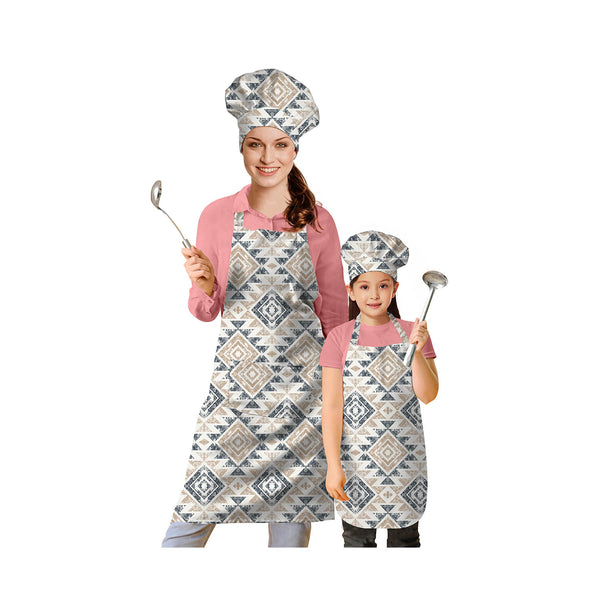 Oasis Home Collection Cotton Printed Kids & Adult Apron With Chef Cap - Grey
