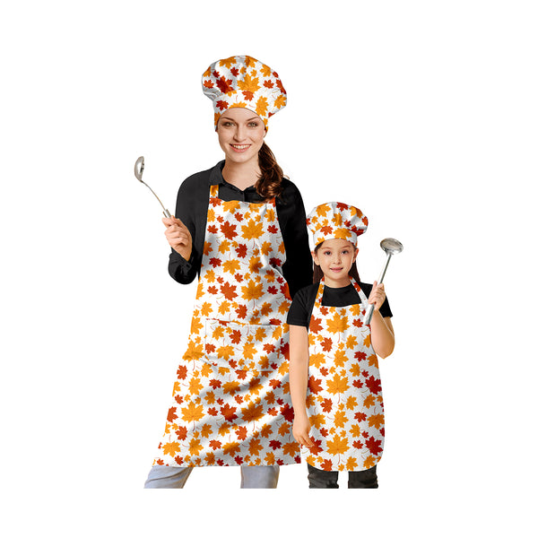 Oasis Home Collection Cotton Printed Kids & Adult Apron With Chef Cap - Grey, Orange
