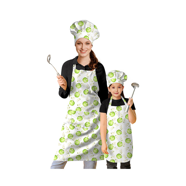 Oasis Home Collection Cotton Printed Kids & Adult Apron With Chef Cap - Green, Red