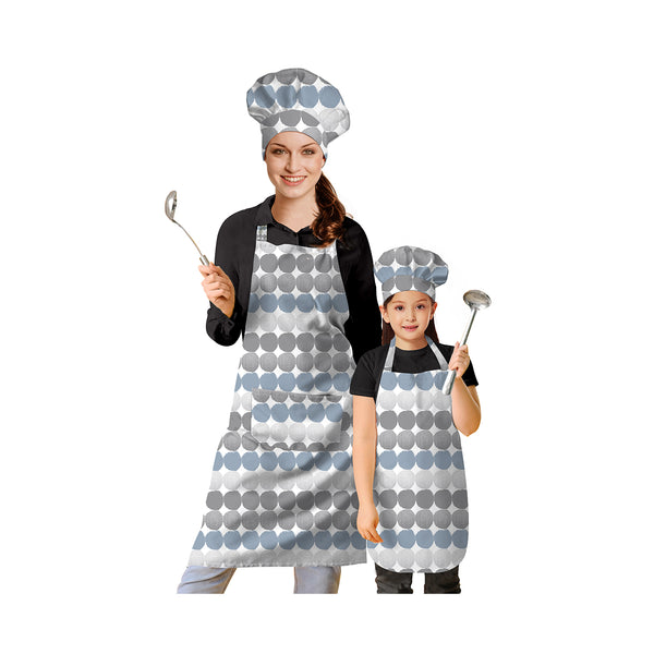 Oasis Home Collection Cotton Printed Kids & Adult  Apron With Chef Cap - Grey, Pink