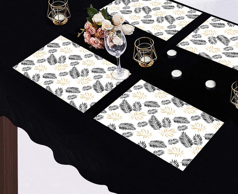 Oasis Home Collection Printed Cotton Place Mat - 4 piece pack - Gold & Black