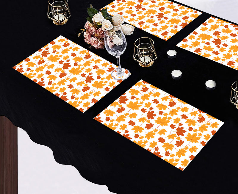 Oasis Home Collection Cotton Printed Kitchen Placemat - 4 piece pack - Grey, Orange