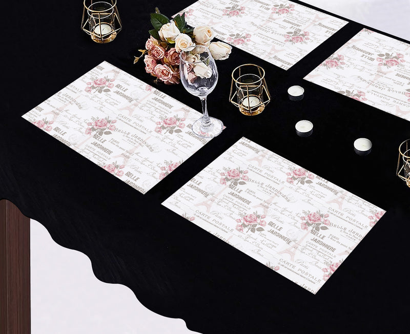 Oasis Home Collection Printed Cotton Kitchen Placemat - 4 piece pack - White