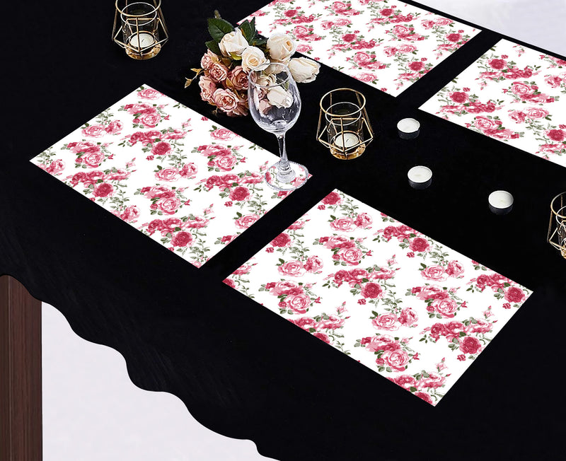 Oasis Home Collection Printed Cotton Kitchen Placemat - 4 piece pack - White