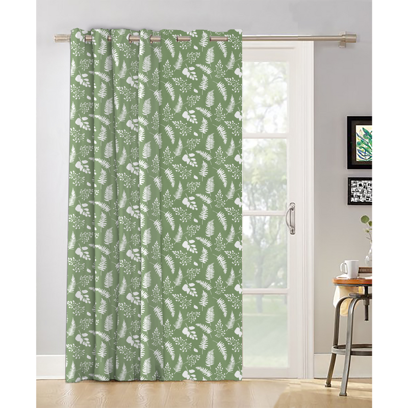 Oasis Home Collection Cotton Printed Eyelet Curtain –  Green  - 5 feet, 7 feet, 9 feet