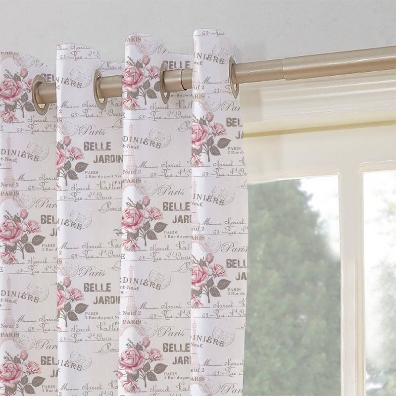 Oasis Home Collection Cotton Printed Eyelet Curtain –  White 5 feet, 7 feet, 9 feet